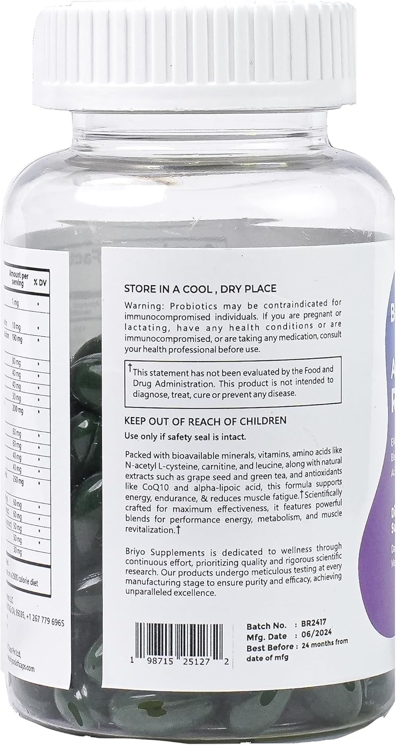 Briyo Revitalize - Energy Boost & Muscle Function Support: Enhances Energy Levels & Metabolism- Vitamins, Minerals, Green Tea, Turmeric Root, Amino Acids & More