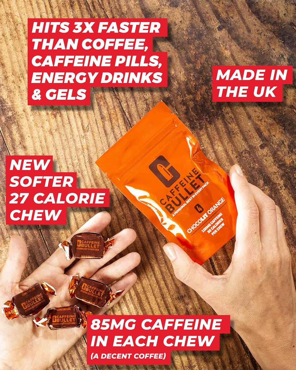 Caffeine Bullet Energy Chews - Chocolate Orange. 80 * 85Mg - Faster Kick Than Pills, Gels And Gum. Sport Science For Running, Cycling, Gaming & A Pre Workout Endurance Boost
