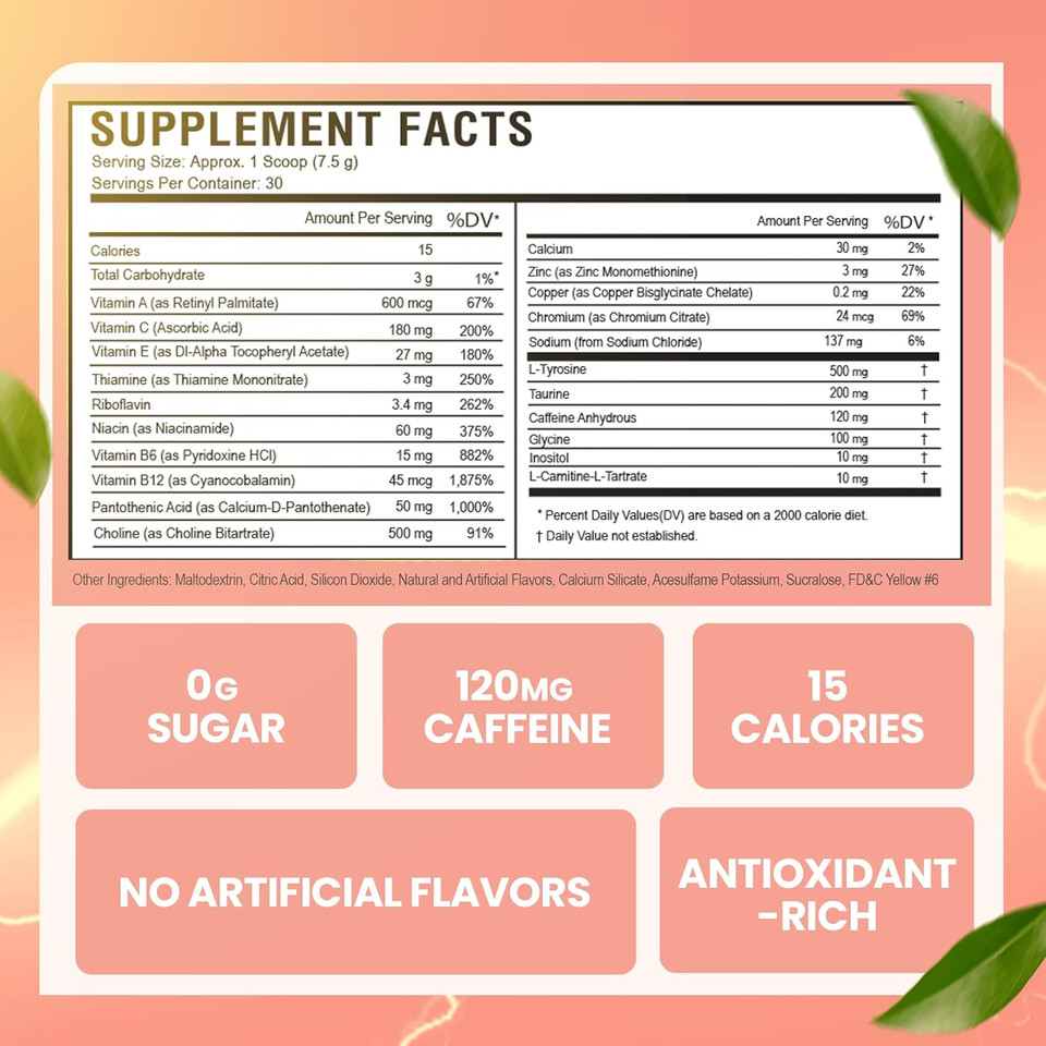 Energy Drink Powder - Energy Boost Drink Mix - Sugar-Free Energy With Antioxidants - Morning Kickstart And Sports Nutrition Endurance Product - 30 Servings, 8 Ounces (Tropical Fusion)