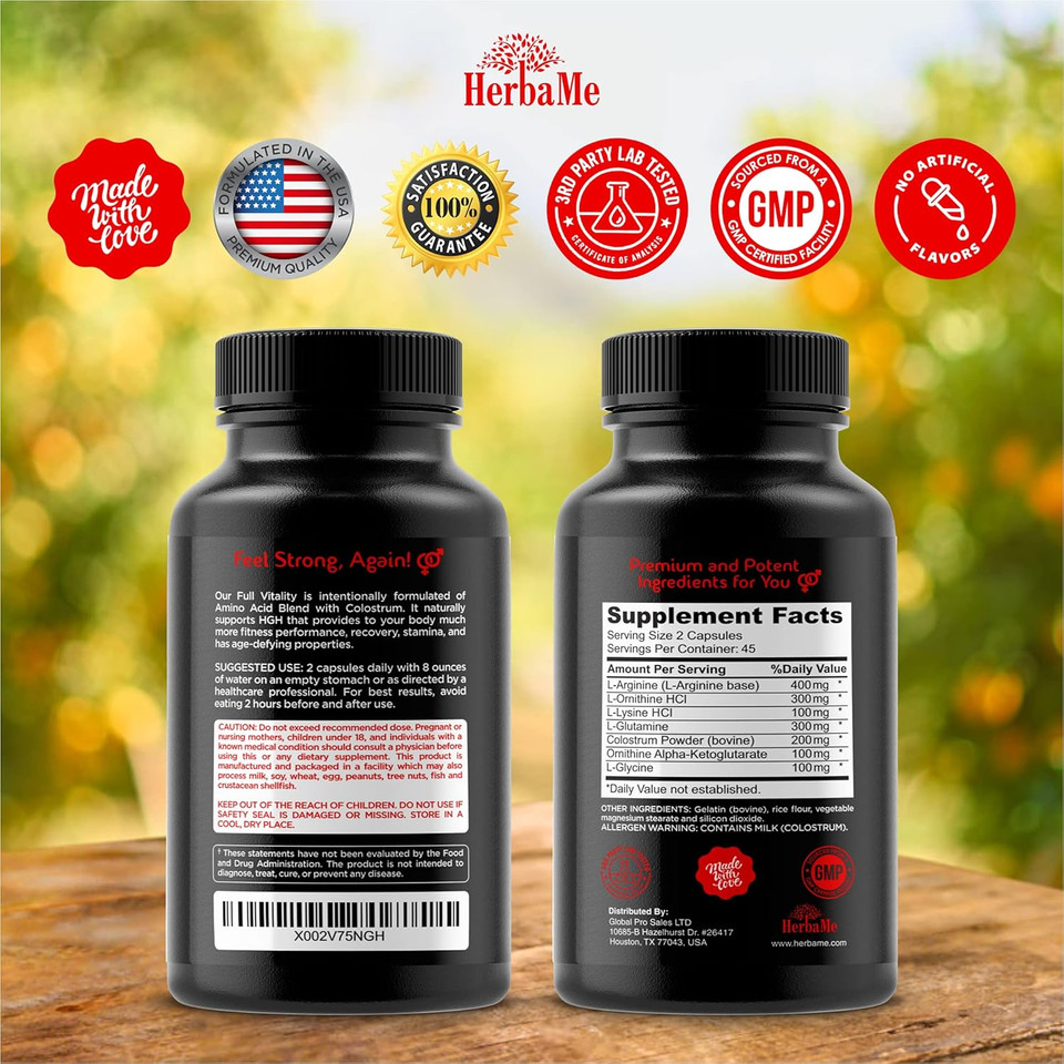Hgh Supplements For Men And Women, 90 Capsules - Naturally Supports Human Growth Hormone, Muscle Building, Muscle Growth Formula, Post Workout Recovery Amino Acid Blend With Colostrum Pills