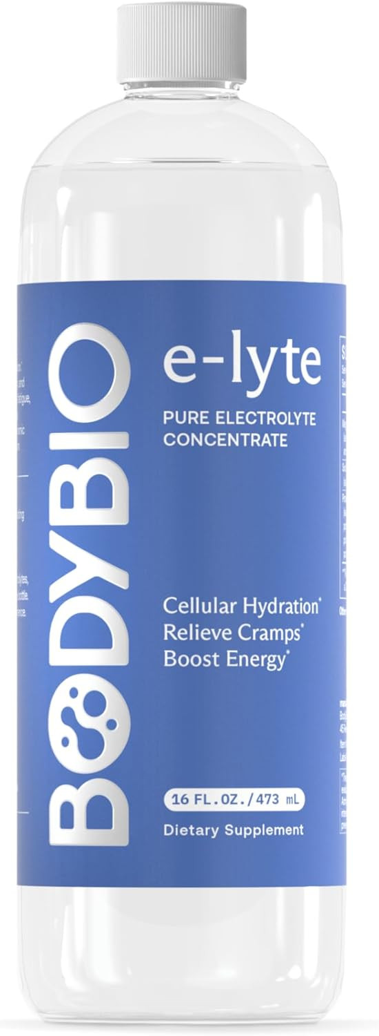 Bodybio E-Lyte - Liquid Electrolyte Concentrate For Clean Hydration, Energy & Cramp Relief - No Sugar, No Artificial Flavors, No Fillers, Keto Friendly