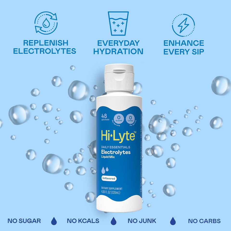Hi-Lyte Sugar Free Electrolytes For Rapid Hydration, Fasting And Immune Support (3 Bottles, 144 Servings) | No Calories | 20%+ More Potassium, Magnesium & Zinc