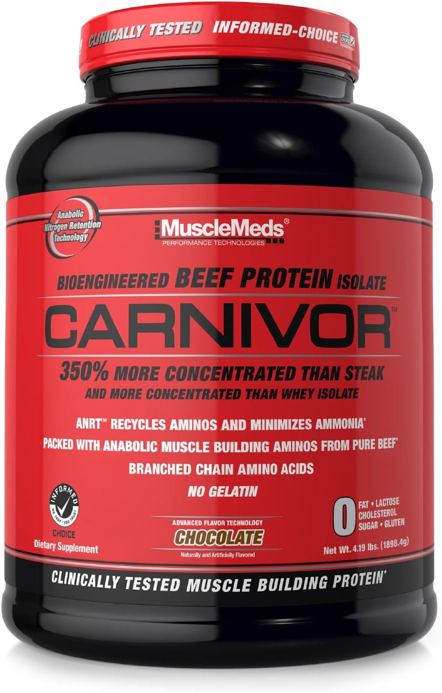 Musclemeds Carnivor Beef Protein Isolate Powder, 23 Grams Protein, 0 Fat, 0 Sugar, 0 Cholesterol, Lactose Free, Chocolate Peanut Butter, 2.2 Pound, 28 Servings