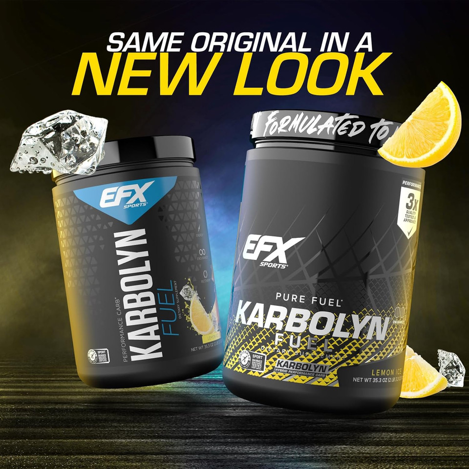 Efx Sports Karbolyn Fuel | Fast-Absorbing Carbohydrate Powder | Carb Load, Sustained Energy, Quick Recovery | Stimulant Free | 18 Servings (Lemon Ice)