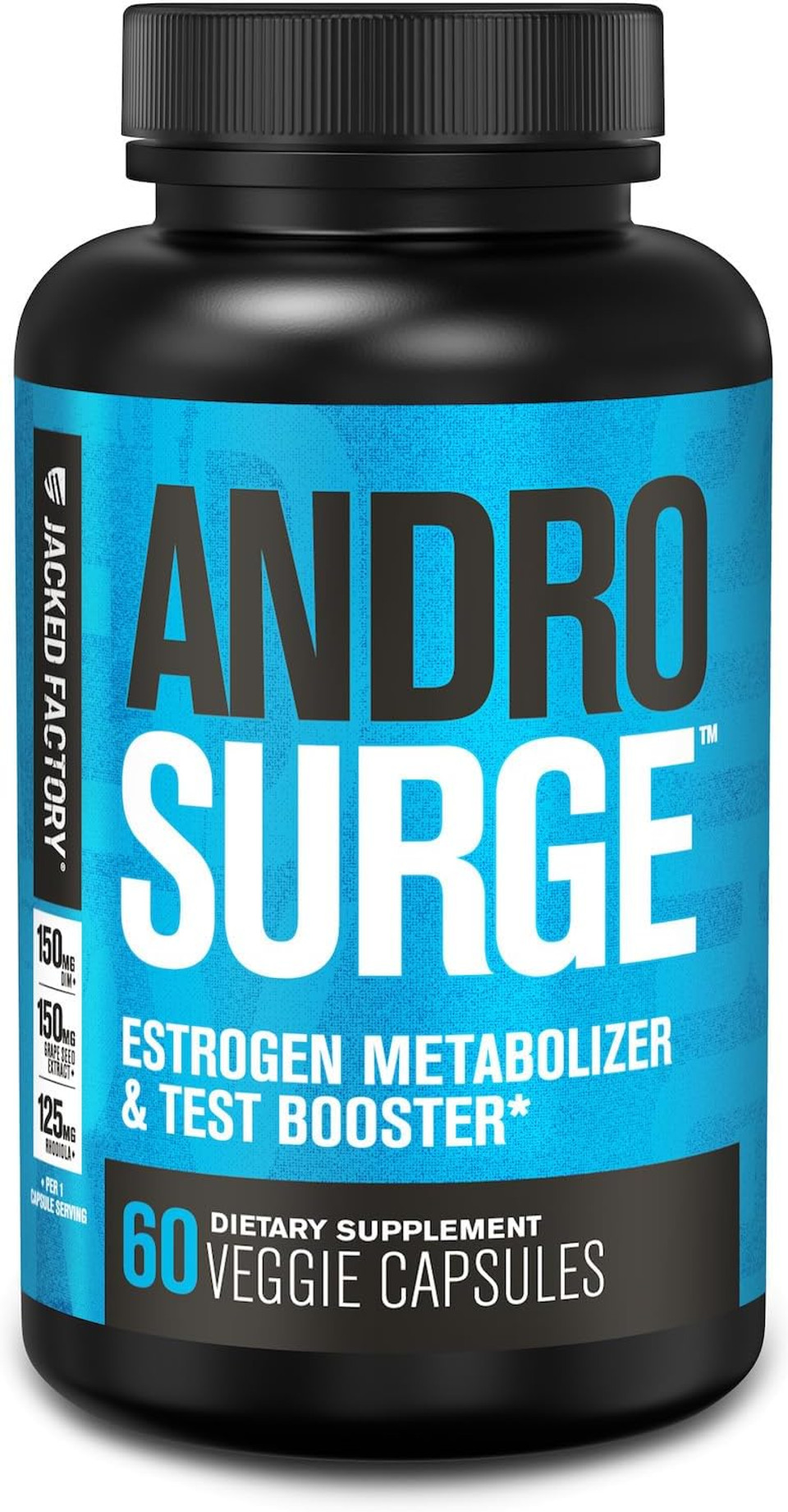 Jacked Factory Androsurge Estrogen Blocker For Men - Natural Testosterone Booster For Men & Estrogen Metabolizer With Tongkat Ali, Dim, Long Jack & More - Test Booster & Muscle Builder - 60 Count