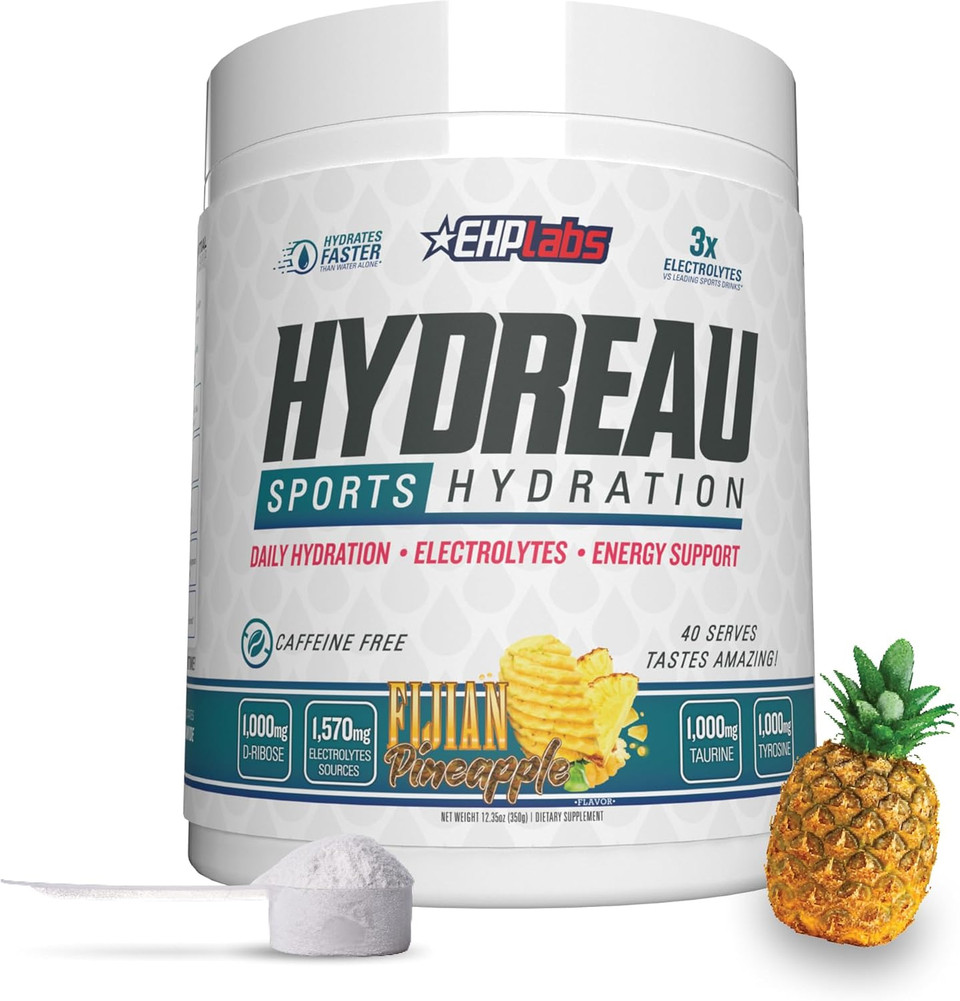 Ehp Labs Hydreau Electrolytes Powder No Sugar - Hydration Powder For Endurance & Energy - Electrolyte Powder For Men & Women - Sugar Free Electrolytes - Kiwi Strawberry (40 Serves)
