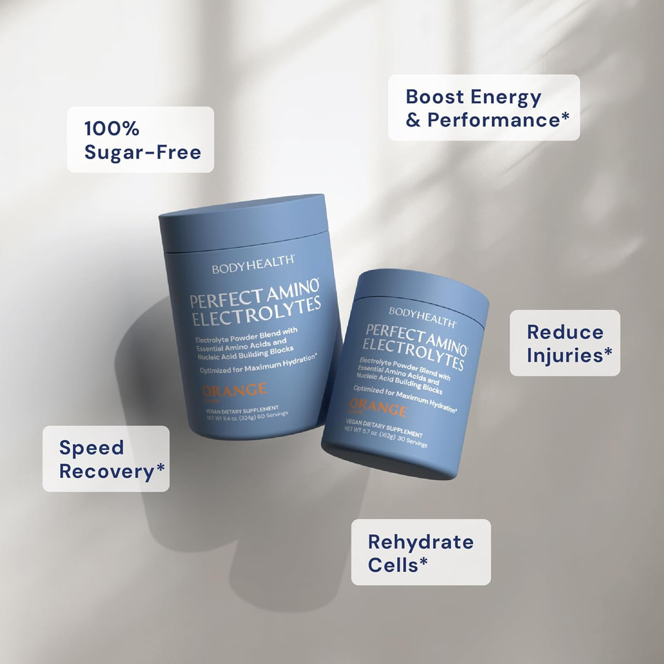 Bodyhealth Perfectamino Electrolytes Powder No Sugar, Hydration Fasting Keto Zero Sugar Electrolytes Drink Mix With Trace Minerals - Nsf Certified For Sport - Watermelon - 66 Servings