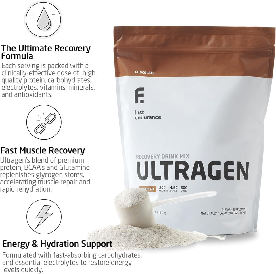 First Endurance Ultragen Workout Recovery Drink Powder, Protein Mix, Boosts Energy, Accelerates Recovery | Vanilla, 15 Servings