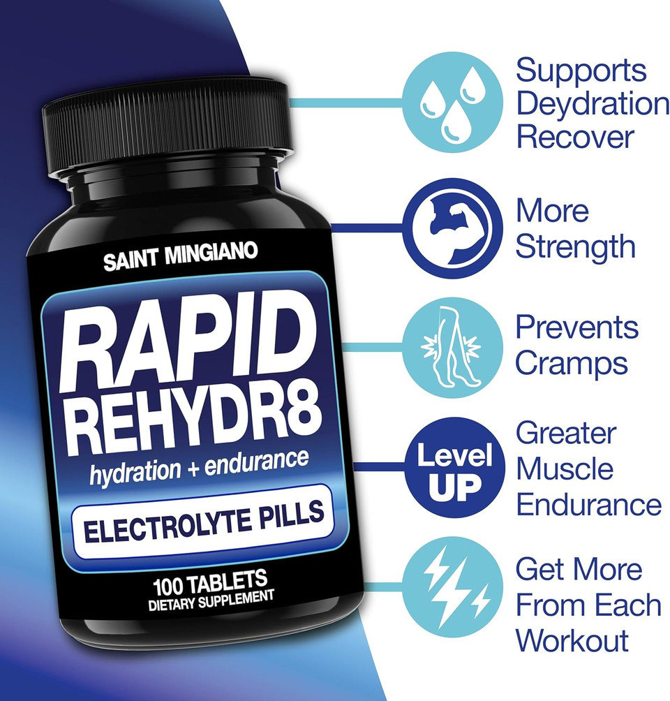 Rapid Rehydr8 Electrolyte Tablets 100 Capsules  Hydration Pills Aid In The Prevention Of Cramping And Supports Muscle Endurance And Recovery - 100 Easy To Swallow Capsules Rapid Rehydr8 Electrolyte Tablets 100 Capsules  Hydration Pills Aid In The Prevention Of Cramping And Supports Muscle Endurance And Recovery - 100 Easy To Swallow Capsules
