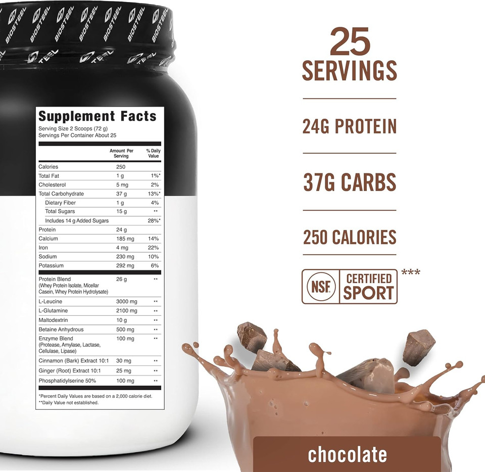Biosteel Recovery Protein Plus Powder Supplement, Grass-Fed And Non-Gmo Formula, Chocolate, 27 Servings Biosteel Recovery Protein Plus Powder Supplement, Grass-Fed And Non-Gmo Formula, Chocolate, 27 Servings