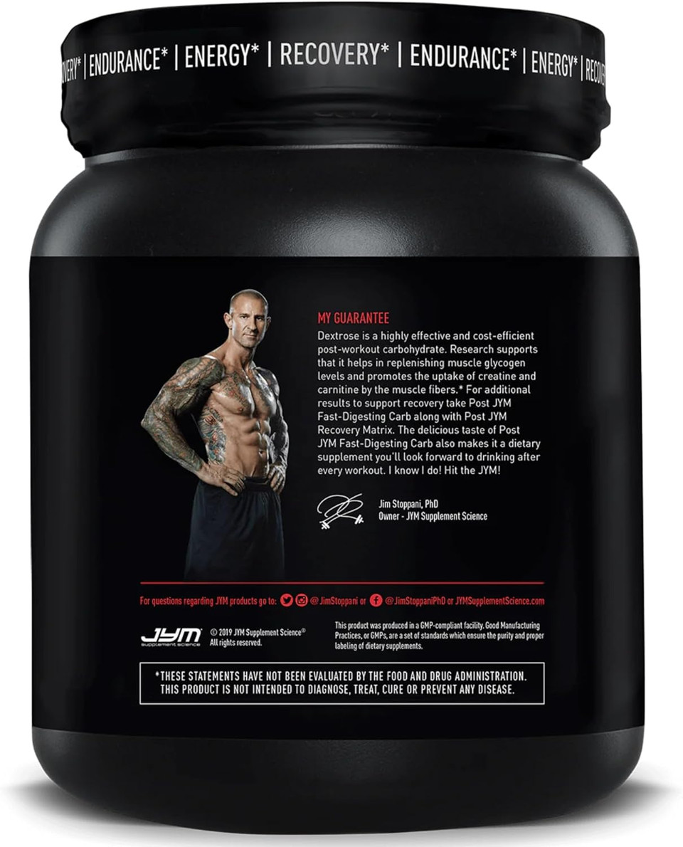 Jym Supplement Science Post Jym Lemonade Carb Fast Digesting Post Workout Recovery Powder Pure Dextrose, Glycogen Replenishment, Athletic Performance, Muscle Growth 30 Servings