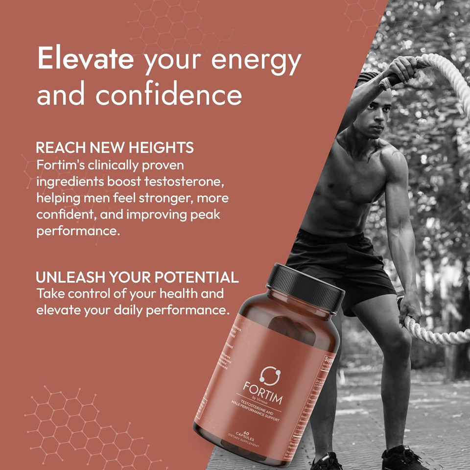Fortim - Testosterone Support Supplement | Made By Doctors | For Vitality And Hormonal Health | With Fenugreek, L-Citrulline, Tongkat Ali | For Energy, Endurance, And Stamina | 60 Capsules