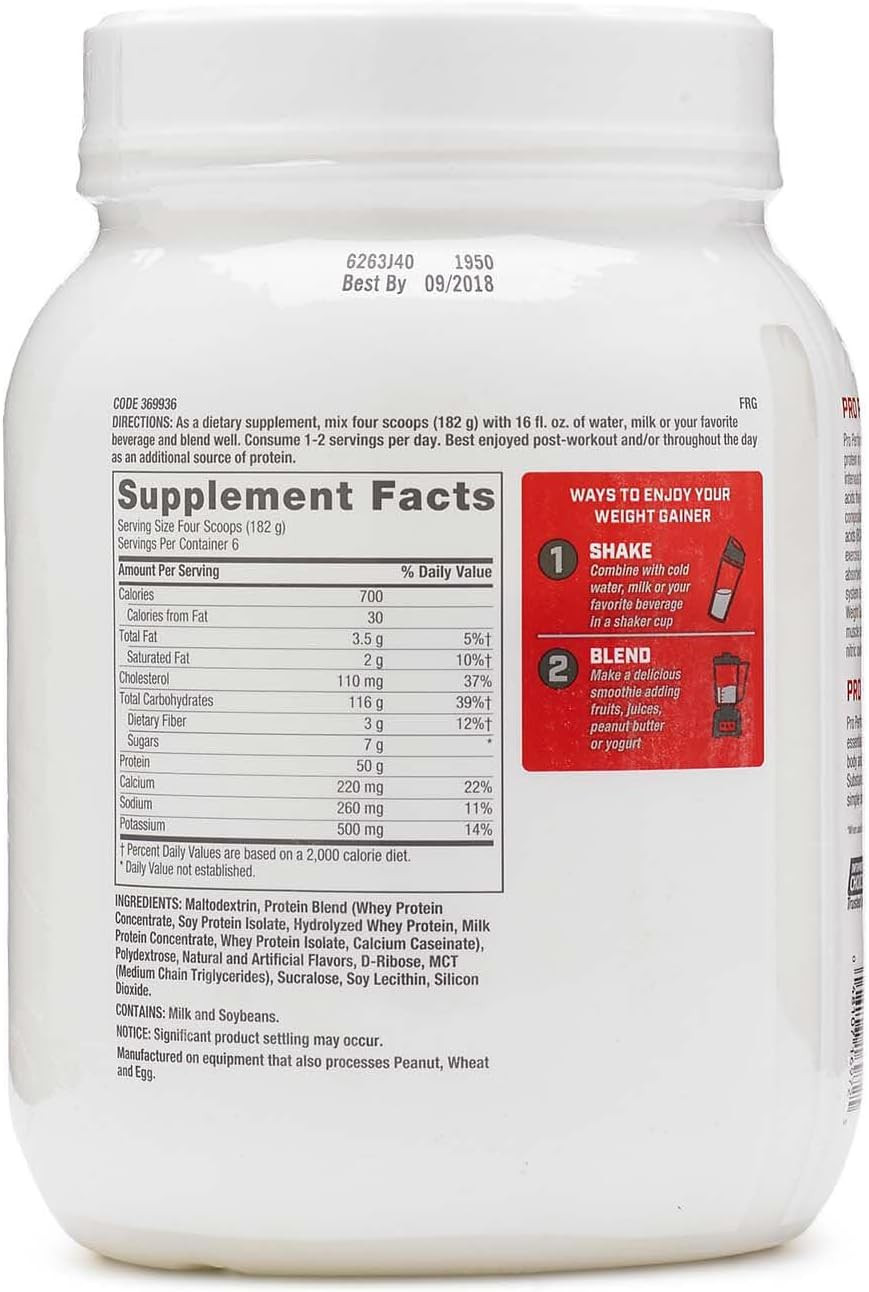 Gnc Pro Performance Weight Gainer Protein Powder, 50G Protein, High Calorie, 700 Calories, Supports Mass And Muscle Recovery, Mct, Bcaa, 3Rd Party Tested, Double Strawberries And Cream, 6 Servings