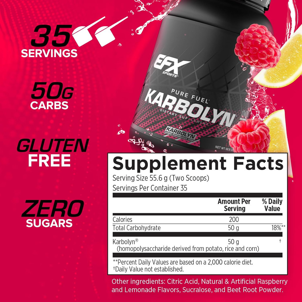 Efx Sports Karbolyn Fuel | Fast-Absorbing Carbohydrate Powder | Carb Load, Sustained Energy, Quick Recovery | Stimulant Free | 18 Servings (Green Apple)