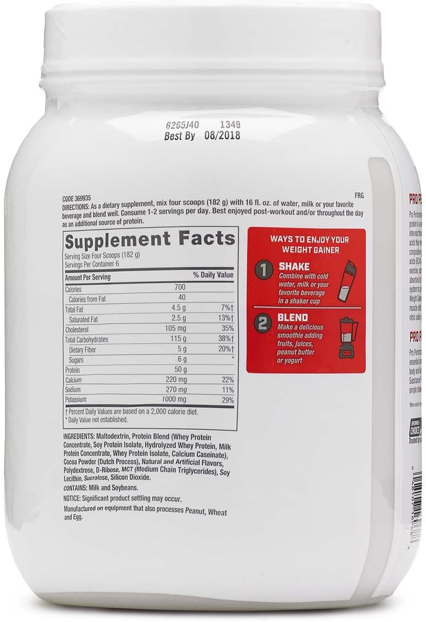 Gnc Pro Performance Weight Gainer Protein Powder, 50G Protein, High Calorie, 700 Calories, Supports Mass And Muscle Recovery, Mct, Bcaa, 3Rd Party Tested, Vanilla Ice Cream, 6 Servings, 2.5 Lbs