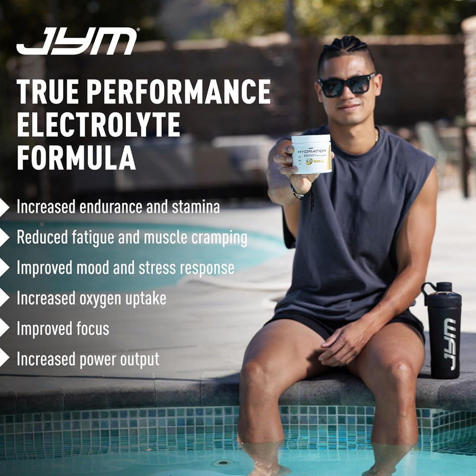 Jym Hydration Lemon Lime Powder, Performance Electrolytes, Potassium, Sodium, Magnesium, For Men & Women, Theanine, Ashwaghanda, Theanine, 40 Servings