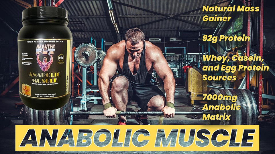 Healthy 'N Fit Anabolic Muscle (Vanilla) 3.5 Lb - Natural Muscle Mass And Strength Gainer