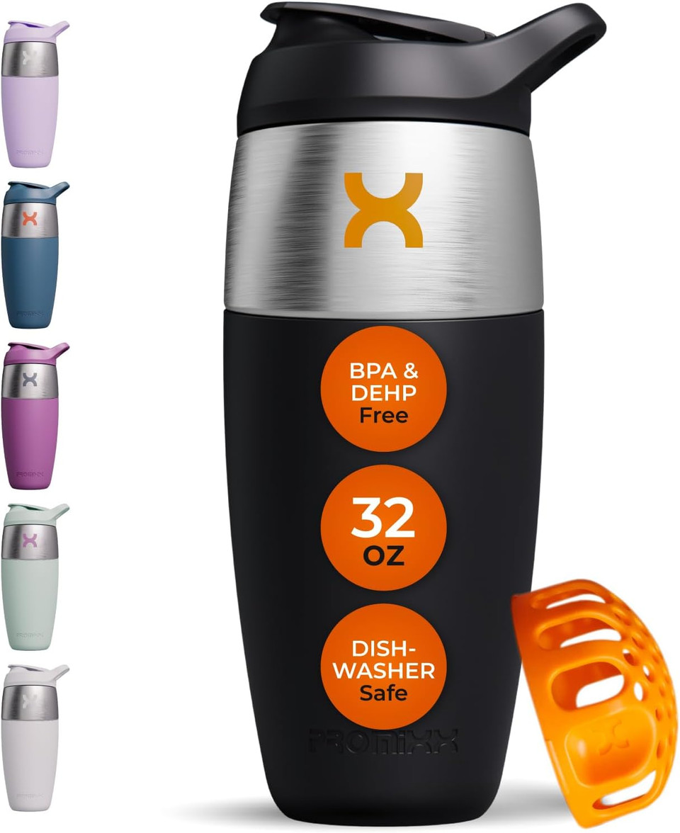 32Oz Protein Shaker Bottle - Leak-Proof & Bpa-Free Stainless Steel Shaker Cup With Snap-Fit Agitator For Smooth Mixing - No Odor, Easy To Clean - Blender Shaker Bottle For Gym Pre Workout & Smoothies