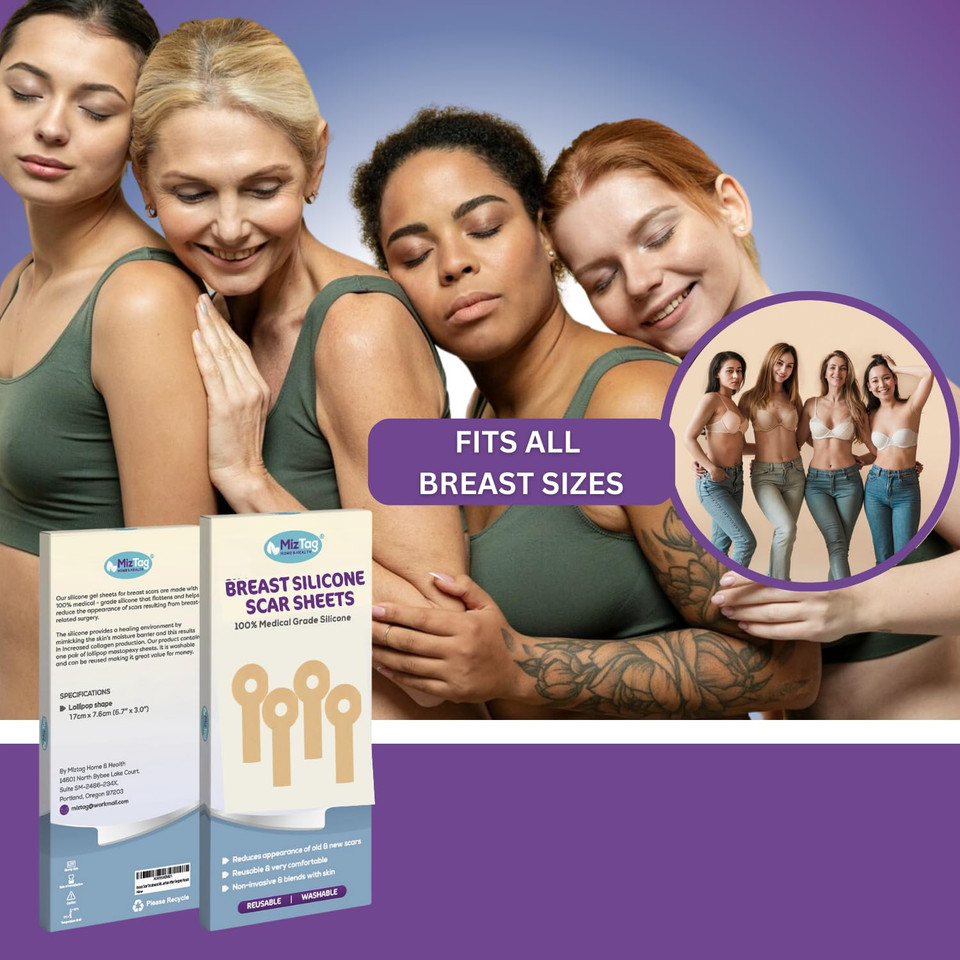 Breast Augmentation Recovery Supplies - Silicone Sheets For Healing - Comfortable Under Post-Op Bra (4 Pcs)