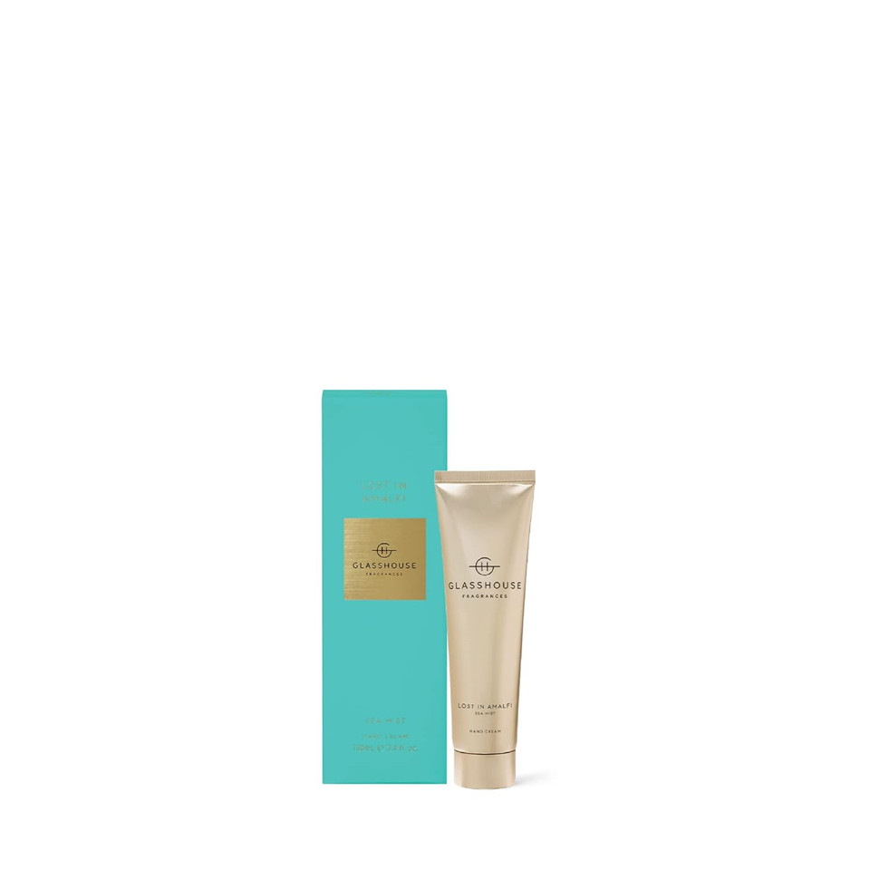 Glasshouse Fragrances Lost In Amalfi Hand Cream, Rich In Shea Butter & Rosehip Oil, Moisturizing & Perfume Scented, Sea Mist, 3.4 Fl Oz (100Ml)