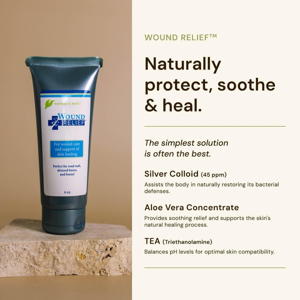 Nature'S Rite Wound Relief, Healing Oitment, Fast Acting Wound Healing Gel, Natural Formula With Silver Colloid And Aloe Vera