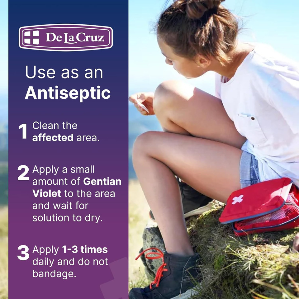 De La Cruz Gentian Violet - Violeta De Genciana - Tincture Of Violet 1% First Aid Antiseptic, 1 Fl Oz