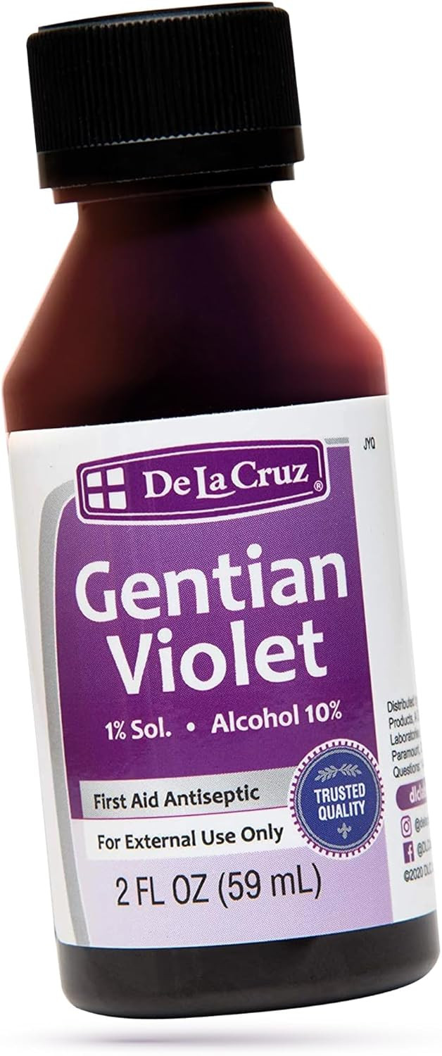 De La Cruz Gentian Violet - Violeta De Genciana - Tincture Of Violet 1% First Aid Antiseptic, 2 Fl Oz
