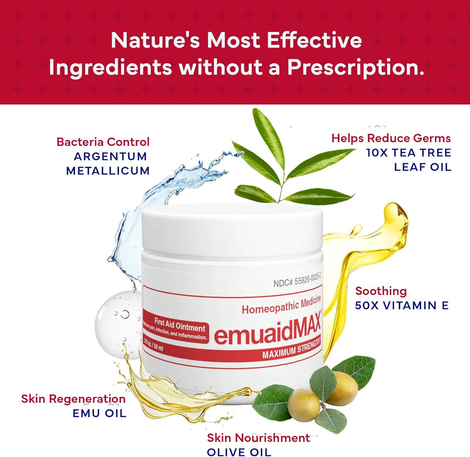 Emuaid Emuaidmax Ointment For Itchy Skin, Maximum Strength Treatment For Athlete'S Foot, Psoriasis, Jock Itch, Rash, Eczema, Cold Sores, Blisters, And Yeast Infection, 2Oz