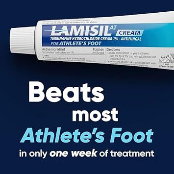 Lamisil 1 Week AthleteS Foot Treatment, Antifungal Cream With Terbinafine Hydrochloride 1%, Fast Symptom Relief & Prevents Recurrence, 1 Oz (30 G)