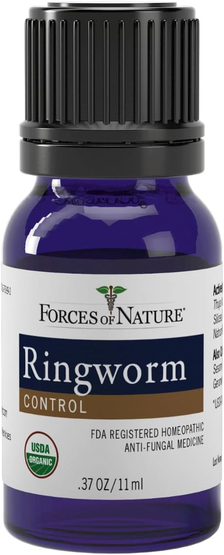 Forces Of Nature Ringworm Treatment For Humans, Organic Homeopathic Medicine, 0.37 Fl Oz, Antifungal Multi Symptom Relief From Itchy, Red & Irritated Skin Associated With Ringworm, Non Gmo