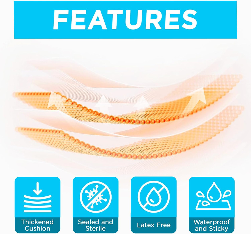 Ok Tape Blister Bandage,Waterproof Blister Prevention For Heel,20 Count(1.46In X 2.16In-5Pcs,1.1In X 2.72In-5Pcs,0.79In X 2.36In -10Pcs)