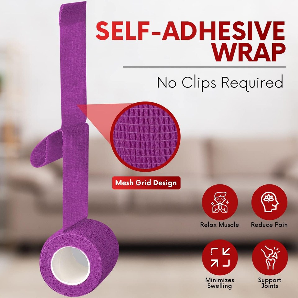 Healqu Self Adhesive Bandage Wrap  12 Rolls 2In X 5Yd Cohesive Tape For Athletic And Sports - Self Adherent Medical Tape, Flexible, Elastic Bandages Multicolor For Wrist & Ankle Vet Wrap For Dogs