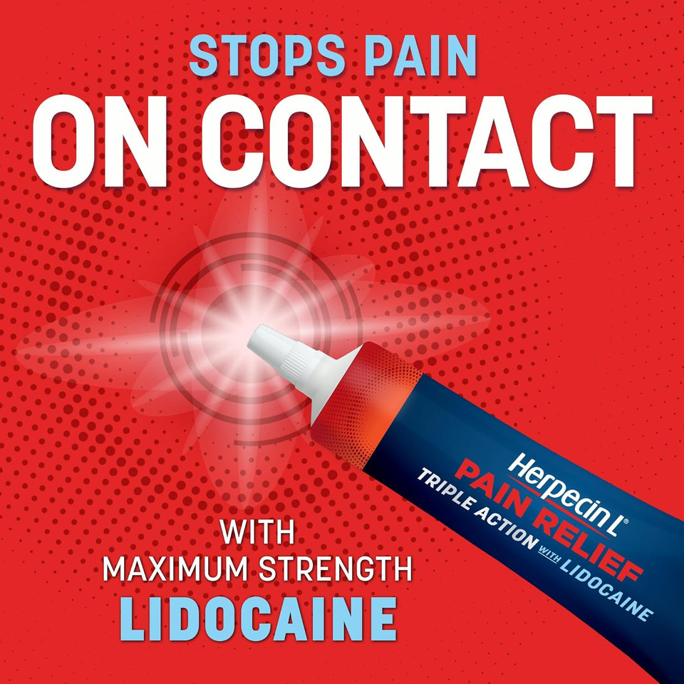 Herpecin-L Pain Relief Treatment For Cold Sores And Fever Blisters, With Lidocaine, Numbs Pain And Itch, Protects Against Infection, 0.15 Oz
