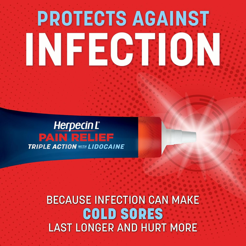 Herpecin-L Pain Relief Treatment For Cold Sores And Fever Blisters, With Lidocaine, Numbs Pain And Itch, Protects Against Infection, 0.15 Oz
