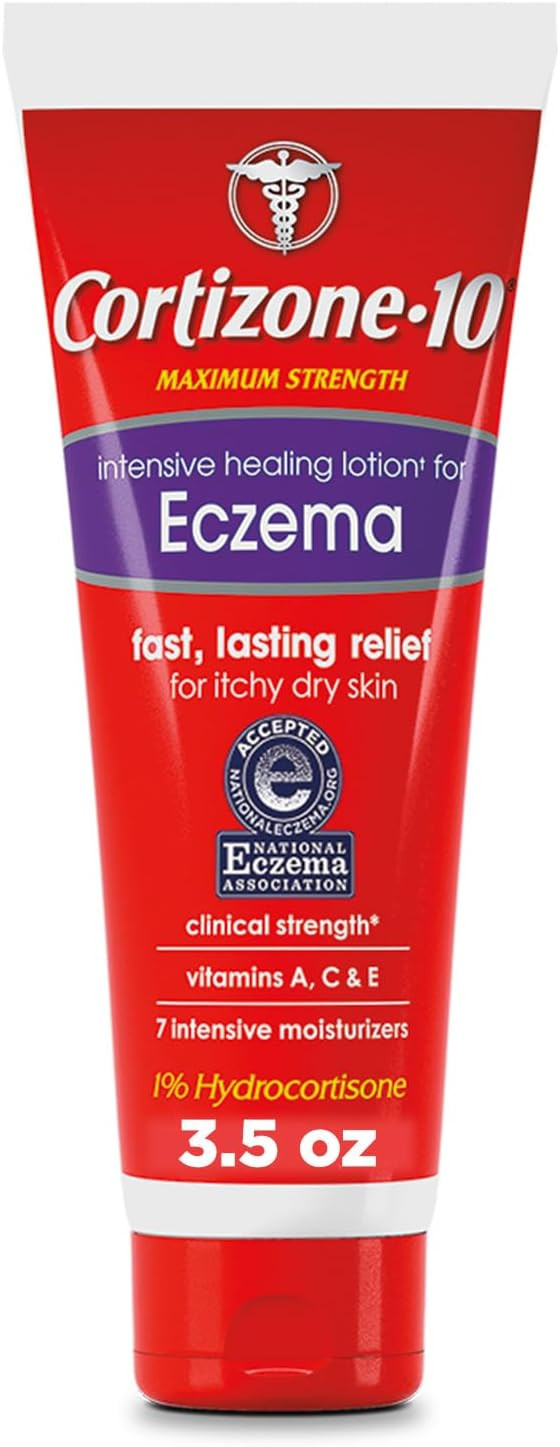 Cortizone-10 Maximum Strength Intensive Healing Itch Relief Lotion For Eczema, 1% Hydrocortisone, Fast-Acting, Anti-Itch Cream For Minor Skin Irritations, Rashes And Inflammation Due To Eczema, 3.5 Oz