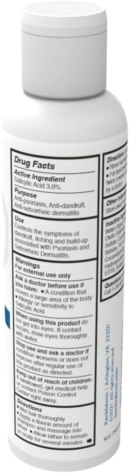 Kenkoderm Psoriasis Shampoo With 3% Salicylic Acid, 4 Oz, 1 Bottle, Therapeutic Seborrheic Dermatitis & Anti Dandruff Shampoo, Dermatologist Developed For Itchy, Dry Scalp, Fragrance & Color Free