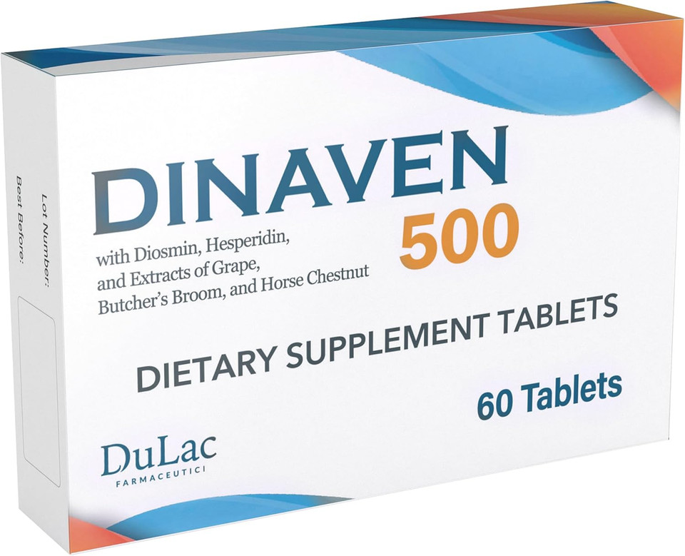 Dulàc - Dinaven 500, Diosmin Hesperidin 500Mg Dietary Supplement 60 Tablets, Enriched With Butcher'S Broom, Horse Chestnut Extract And Grape Seed Extract, Made In Italy