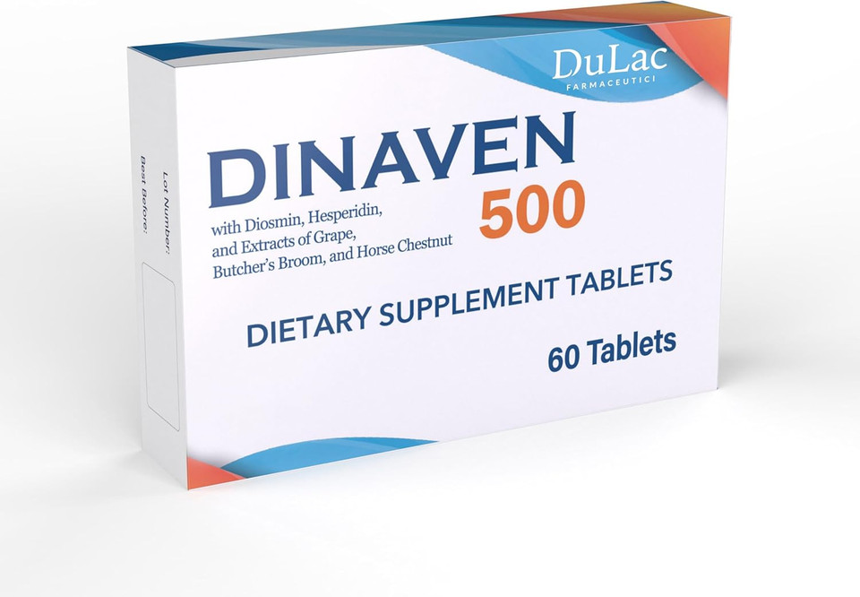 Dulàc - Dinaven 500, Diosmin Hesperidin 500Mg Dietary Supplement 60 Tablets, Enriched With Butcher'S Broom, Horse Chestnut Extract And Grape Seed Extract, Made In Italy