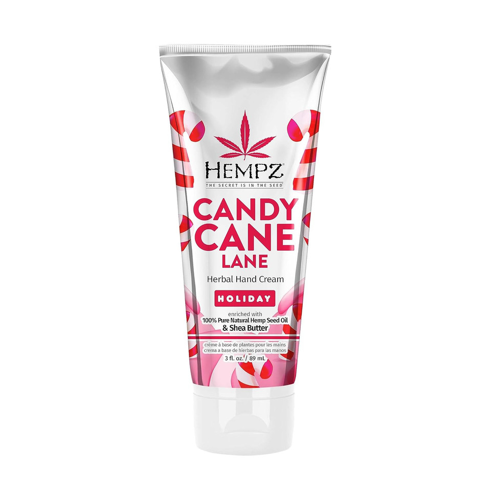 Hempz Limited Edition Candy Cane Lane Hand Cream Lotion (3 Oz)  Mini Holiday Scented Travel Cream Skin Care For Women & Men, Made With Shea Butter For Combatting Dry Hands While Travelling