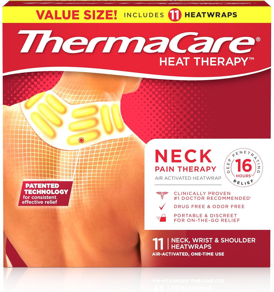 Thermacare Heat Wraps For Neck & Shoulder Pain Relief  Portable Adhesive Heating Pads With 16-Hour Therapeutic Heat  Drug-Free Muscle & Joint Soothing Patches  Hsa/Fsa Eligible, (Large, 11 Count)