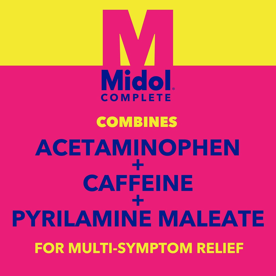Midol Complete On The Go Caplets With Acetaminophen For Menstrual Symptom Relief, Period Cramp And Menstrual Pain Relief, 50 Count (25 Pouches Of 2)