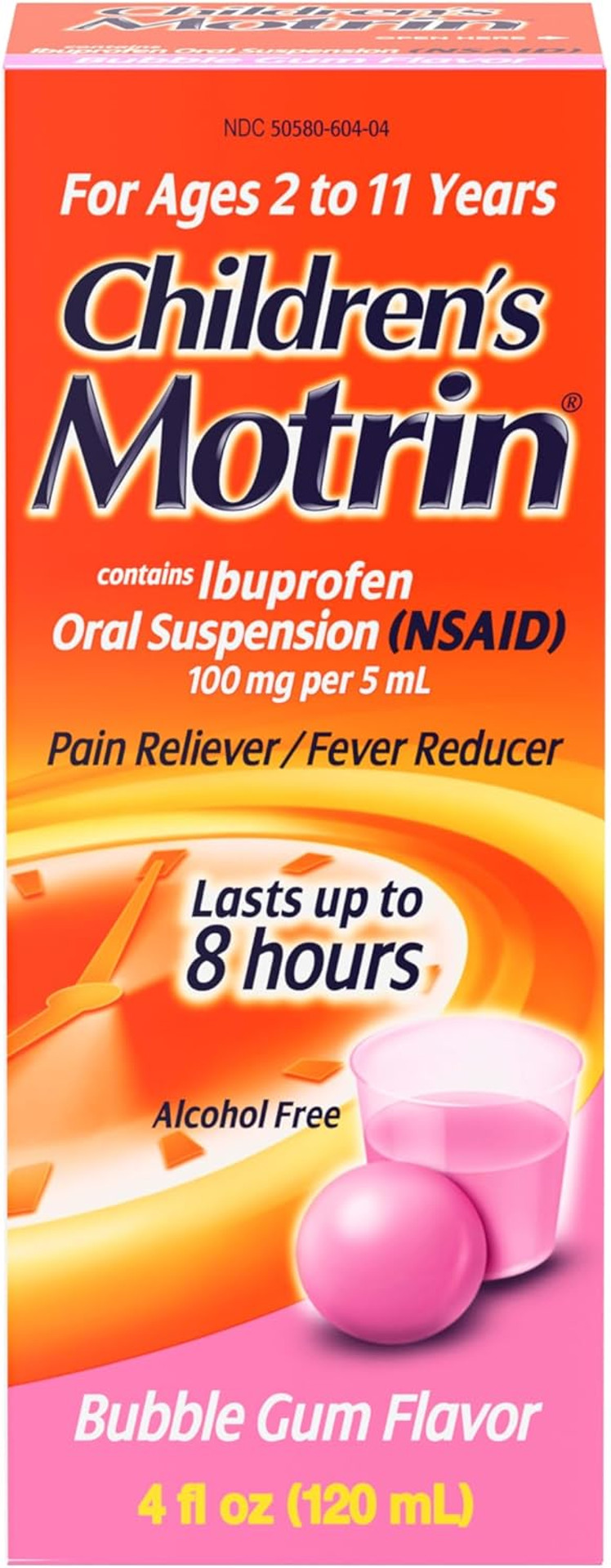 Children'S Motrin Oral Suspension Medicine For Kids, 100 Mg Ibuprofen, Bubblegum Flavor, 4 Fl. Oz