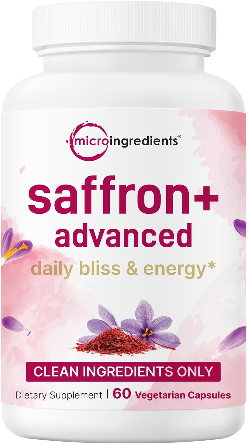 Saffron+ Advanced Supplements 60 Veggie Capsules | 10-In-1 With Saffron Extract, High Absorption Fat-Soluble Vitamin C, Magnesium, Turmeric, & Ksm-66 Ashwagandha | Mood & Energy Support | Filler Free