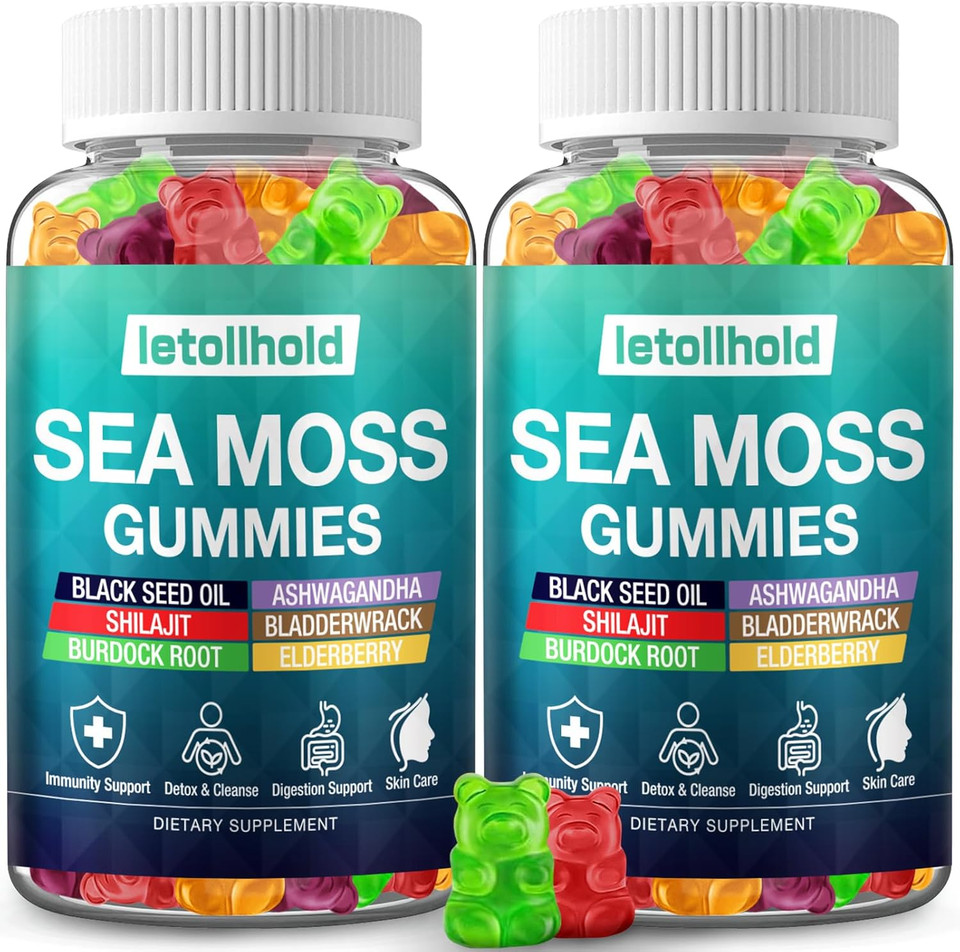 Sea Moss Gummies - Irish Sea Moss Gummies Advanced For Adults With Ashwagandha Bladderwrack & Burdock Root For Supports Immune?Energy - 60 Vegan Gummy,2Pcs