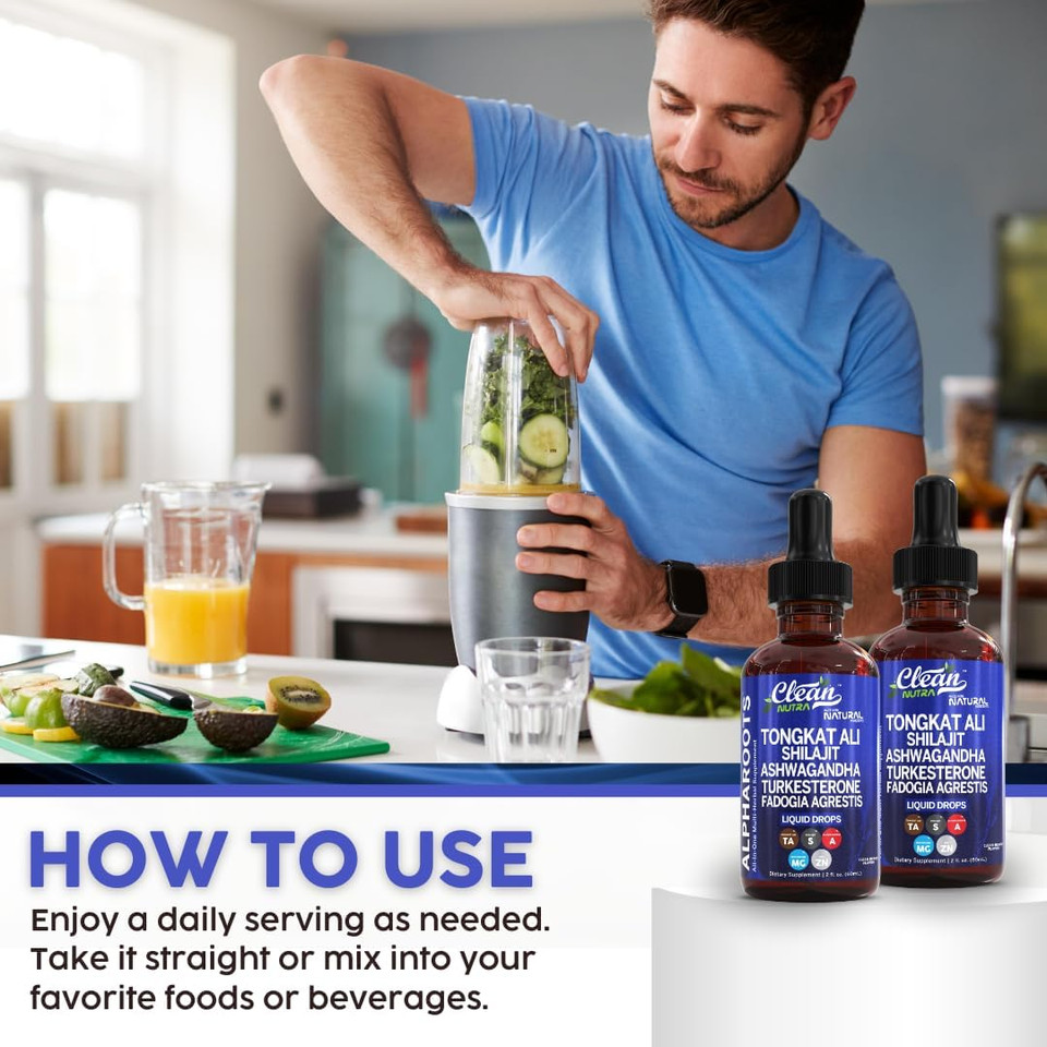 Tongkat Ali Liquid Drops Shilajit, Ashwagandha, Turkesterone, Fadogia Agrestis, Magnesium, Irish Sea Moss, And Zinc Herbal Supplement By Clean Nutra