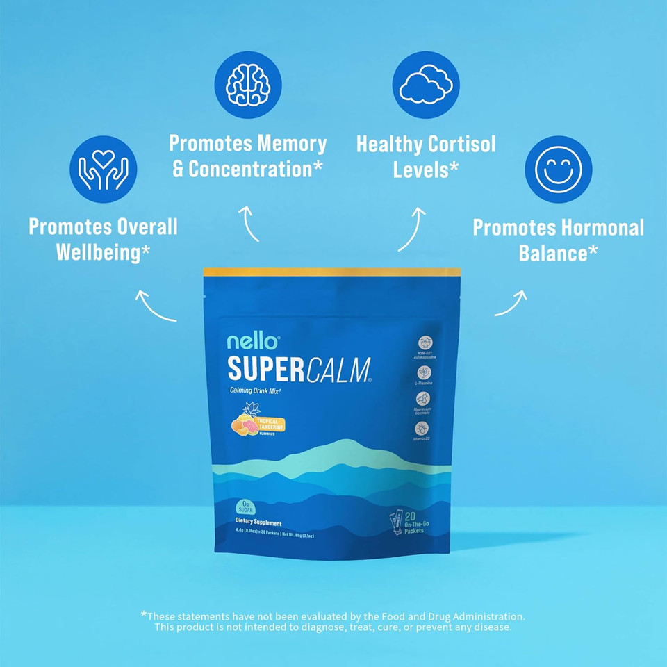 Supercalm Powdered Drink Mix, Lemon Lime, L Theanine, Ksm-66 Ashwagandha, Magnesium Glycinate, Vitamin D 3, Supplements For Relaxation & Focus, Natural, No Sugar, Non Gmo, 30 Srvgs
