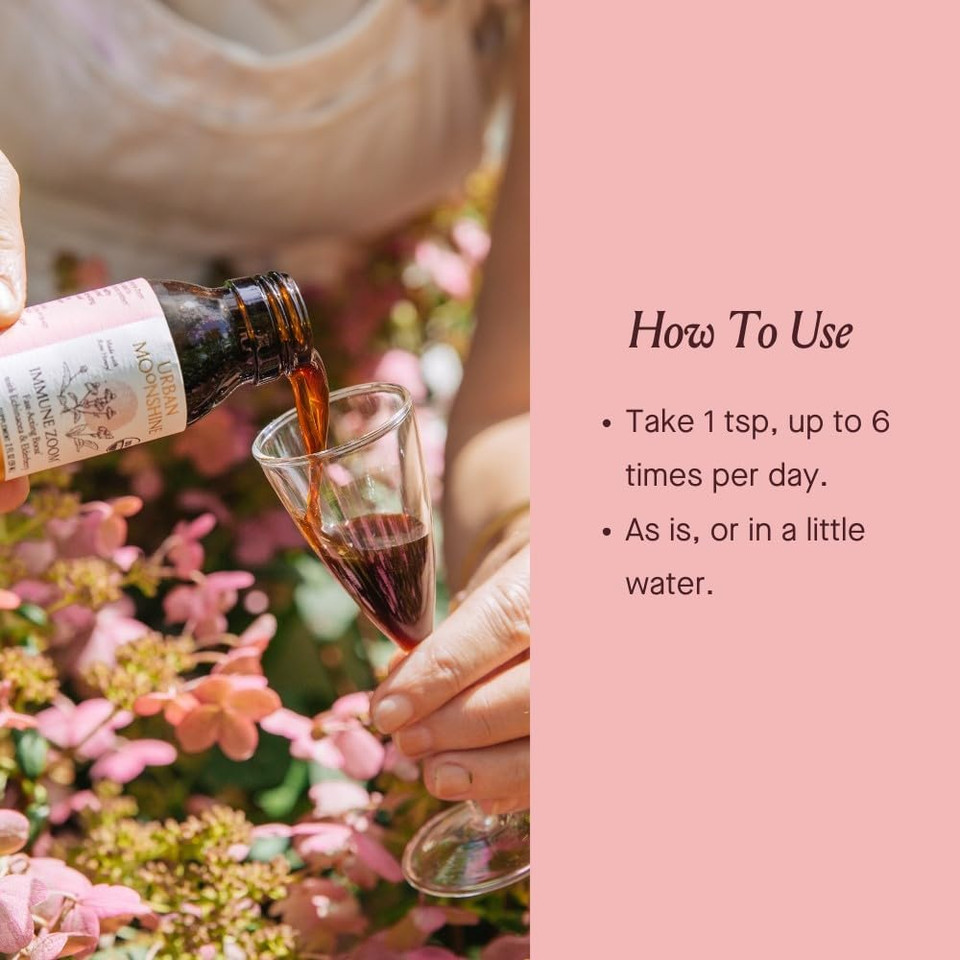 Urban Moonshine Immune Zoom - Stimulates Immune System* - Fast-Acting Immune Booster* With Echinacea, Elderberry & Raw Honey - Immune Support Supplement - Gluten Free Herbal Supplement* - 4.2 Fl Oz