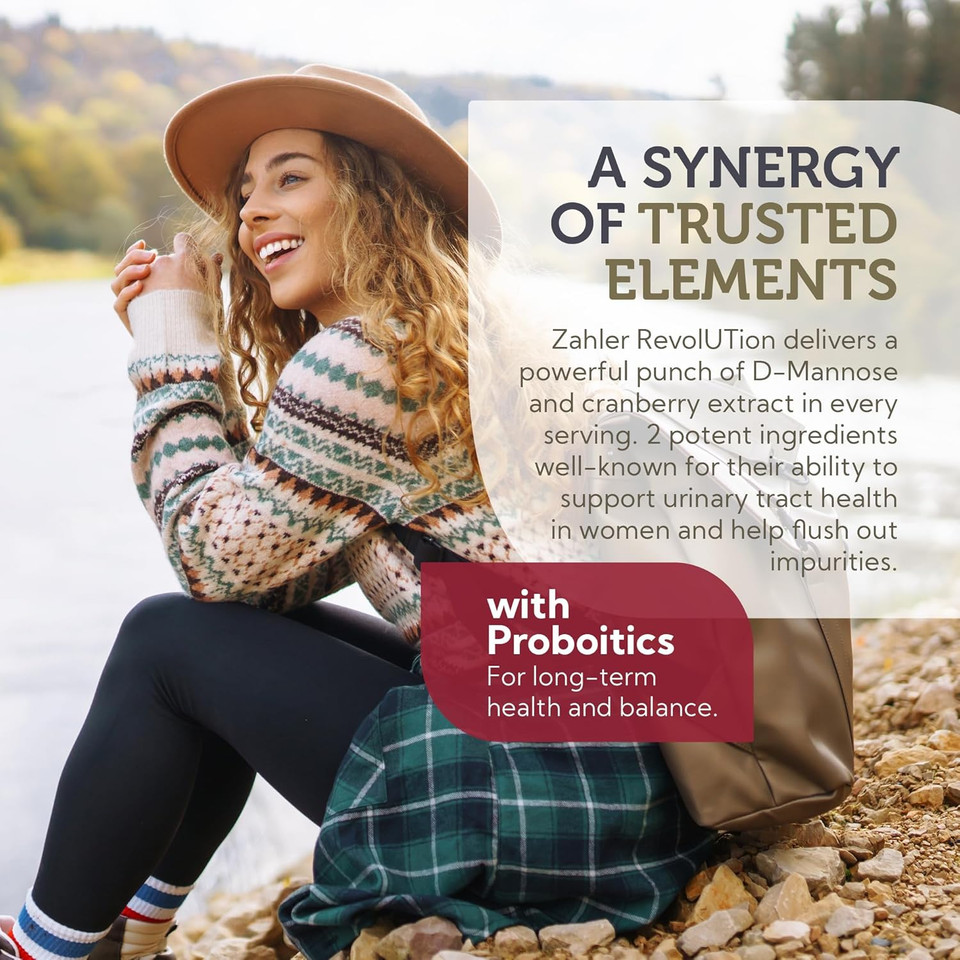 Zahler Revolution - Complete Womens Urinary Tract Health Formula With Probiotics - Uti Pills - 1200Mg D-Mannose And Cranberry Supplement - Urinary Tract Infection Support For Women (60 Capsules)