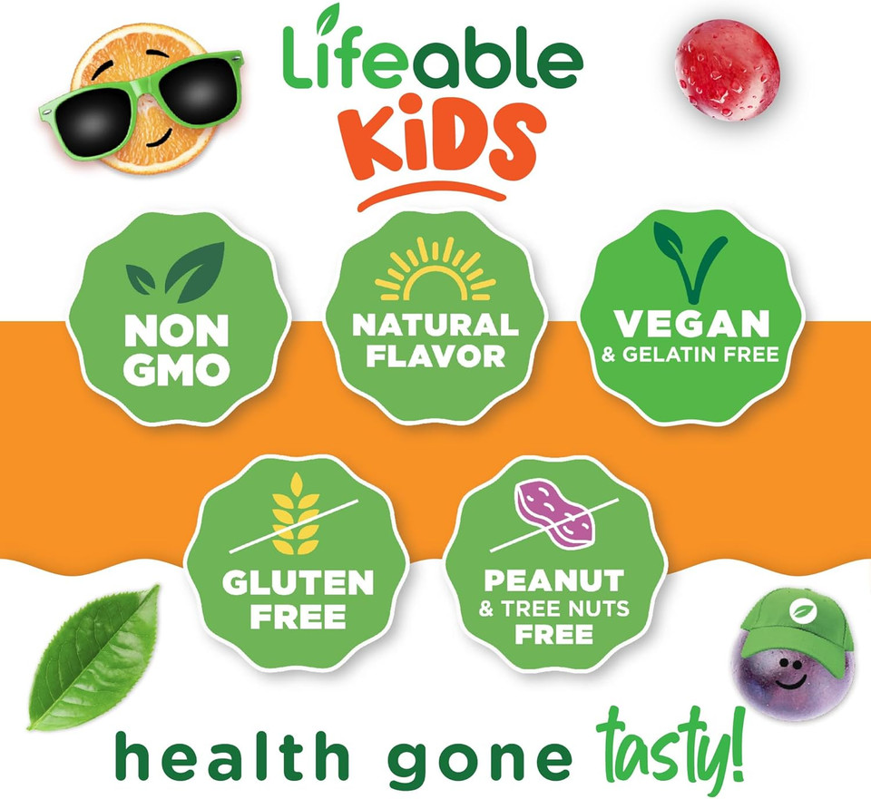 Lifeable Kids Immune Support Gummies | Elderberry Vitamin C And Zinc | Great Tasting Immune Support Supplement Elderberry Gummies For Kids | Kids Elderberry Gummies For Boys, Girls | 90 Gummies