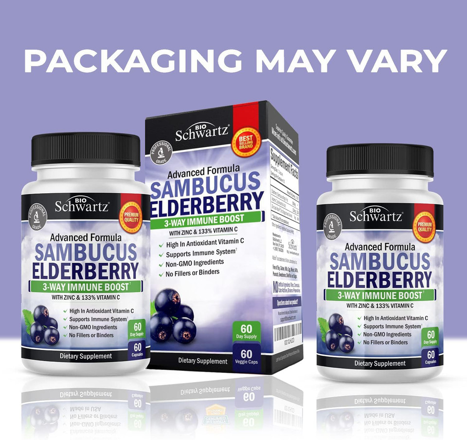 Elderberry Capsules With Zinc And Vitamin C For Adults - Immune Support Vitamins For Women And Men - Black Sambucus Elderberry Vitamin C And Zinc - Immune Defense Multiminerals Supplement, 60 Count